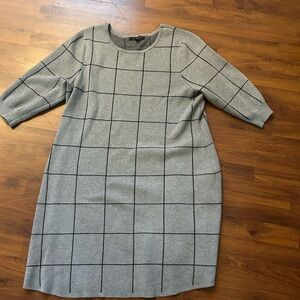 Ellen Weaver Windowpane Gray Dress Sz 2X